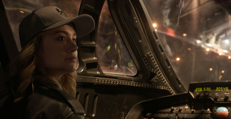 El aspecto de Carol Danvers en Captain Marvel.